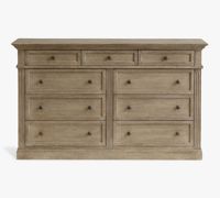 Commode large moderne en chêne massif à 9 tiroirs avec rangement, design modulaire pour usage hôtelier
