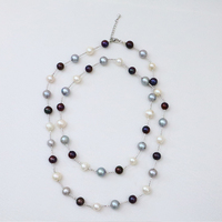 Collier pull Lucy Jewelry tendance en argent sterling S925 avec perles d'eau douce multicolores de qualité AAAA certifiées NGTC