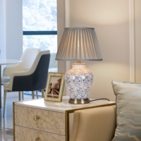 Lampe de bureau de style américain Lampe de table en céramique E27/E26 pour la maison Hôtel Chambre à coucher Lampe de bureau