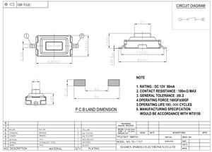 JBL TS-1107 3.5x6x2.5mm SMT Tact Switch Taktile Taster 2 terminali ad angolo retto DC 12V 50mA interruttori tattili - Product Image 6