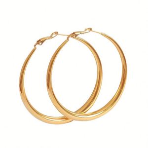 Aros de Moda para Mujer, Estilo Retro de Hong Kong, Elegantes, de Acero Inoxidable, Chapados en Oro, con Diamantes, Circulares Grandes y Exagerados - Product Image 5