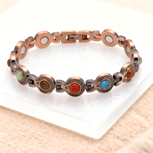 99.99% שרשרת טיפול מגנטי נחושת טהור שרשרת קישור צמיד מתכוונן טורקיז ביו אנרגיה בריאות מגנטית לתחושת כאב - Product Image 1