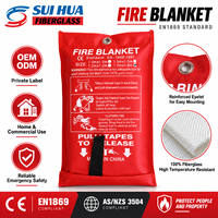 Couverture anti-feu en fibre de verre avec pochette de rangement renforcée à œillets EN 1869:2019 pour montage mural, cuisine, maison, sécurité d'urgence