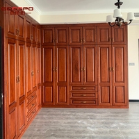 Armoire sur mesure en bois massif de style américain et français pour chambre à coucher, fabriquée à l'usine de Guangzhou, mobilier de maison et de villa pour toute la maison