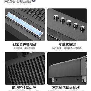 Hotte de cuisine murale de type aile avec filtre à déflecteur 380 mm, en verre trempé et acier inoxydable, haute aspiration, 110 V - Product Image 3