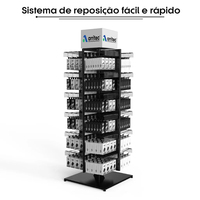 Présentoir rotatif en métal à 4 faces sur mesure pour accessoires mobiles, support de sol pour câbles de données, mobilier de présentation