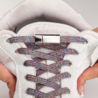 Vente en gros de lacets plats magnétiques sans attache pour les loisirs de plein air baskets lacets paresseux avec boucle en polyester serrure magnétique