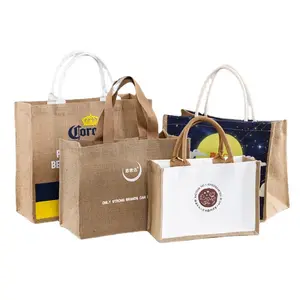 Venda Por Atacado Praia Serapilheira sacos que faz a máquina Mercearia, Sacos De Compras Lona sacolas de juta com logotipo impresso personalizado/