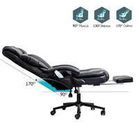 Chaise de bureau inclinable avec accoudoirs réglables, inclinaison de 90 à 135 degrés, massage à 7 points, avec repose-pieds