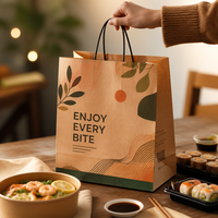 Sac en papier kraft recyclé à fond plat pour boulangerie, personnalisable avec logo, vente en gros pour distributeurs de services alimentaires