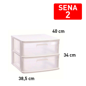 Sena Storage <b>Unit</b> 2 <b>Drawer</b> White Plastic Home Organization <b>Drawer</b> 40x38.5x34 Cm - Product Image 1