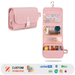 Organizador de Maquillaje Plegable Personalizado <span class=keywords><strong>con</strong></span> Múltiples Compartimentos y Gancho Metálico, Bolsa de Aseo <span class=keywords><strong>para</strong></span> Viaje - Product Image 1