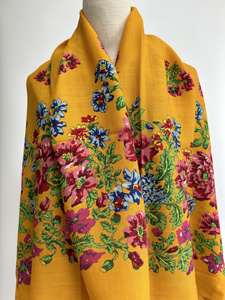 High Quality Customized <strong>Wool</strong> Scarf Floral Scarf <strong>Shawl</strong> Russia Scarf - Product Image 2