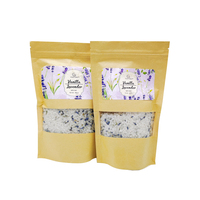 Sels de Bain Vegan Pur 200g Sels de Bain Spa de Chanvre Naturel Cristal Rose Lavande Senteur Sels de Pieds avec Fleur Séchée dans un Sac en Papier