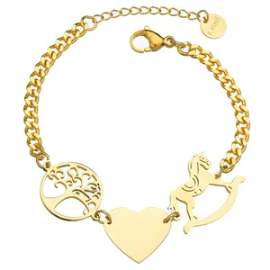 Bracelets assortis en acier inoxydable pour parents et enfants, bijoux à la mode, avec figurines, ajustables, en or, pour femme et fille - Product Image 1