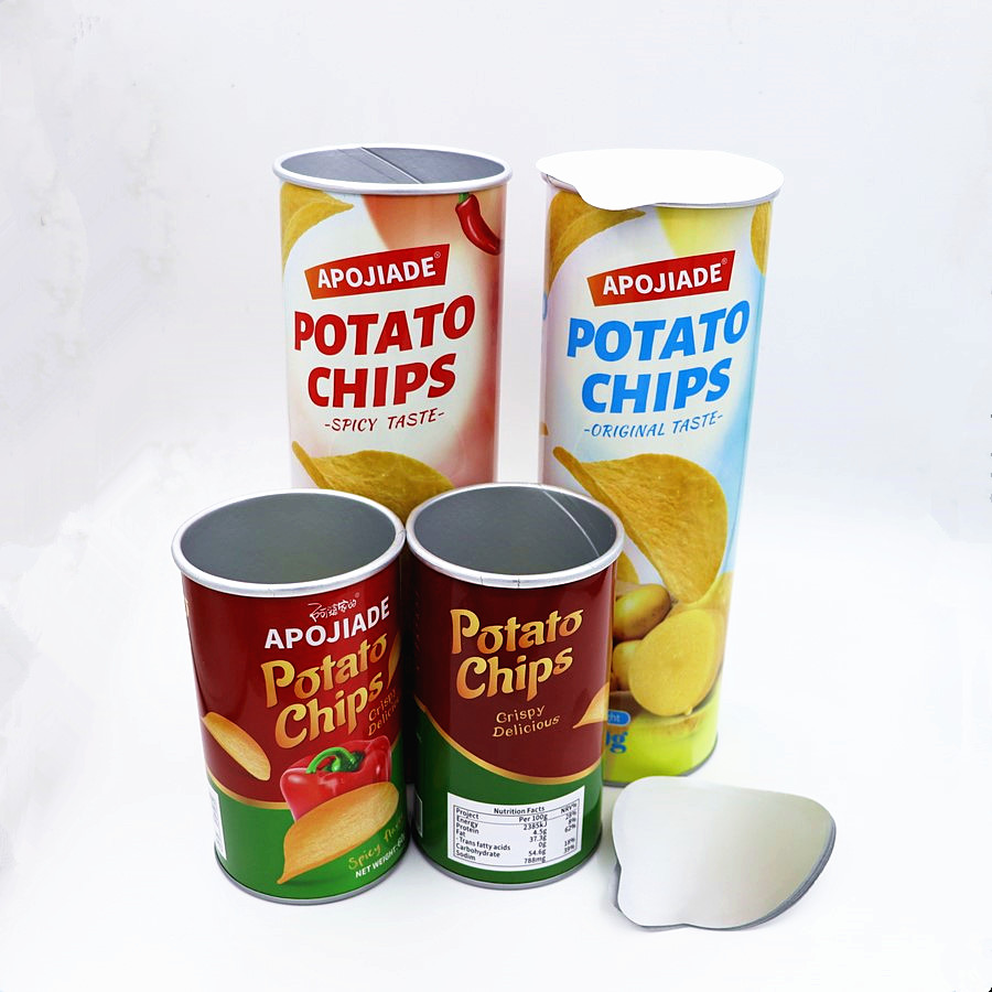 Eco Friendly Recycled Paper Cylinder Tube for Puffed Snack Food Potato Chips Coconut Banana Crispy Packaging Cans