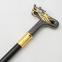 Canne de marche en métal noir doré de luxe, canne décorative élégante pour homme, canne de cosplay élégante