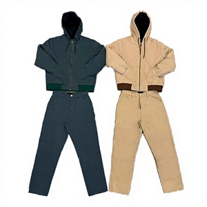 Conjunto de Ropa de Trabajo de Lona Transpirable con Logotipo Personalizado, Chaqueta con Capucha y Pantalones, 2 Piezas, Resistente, con Bordado de Marca Privada - Product Image 1