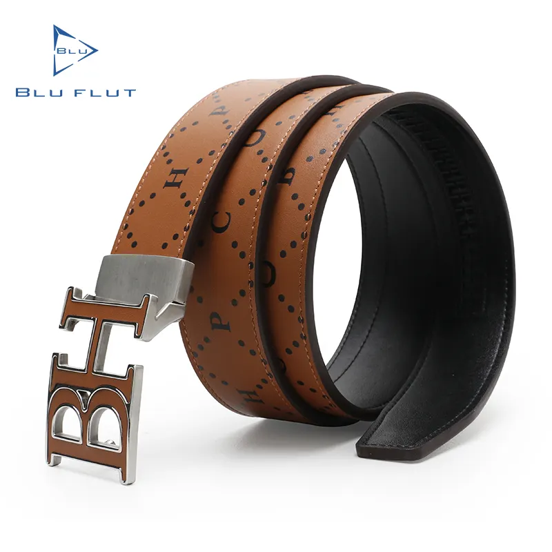 High Quality Man Genuine Leather Belt Stainless Steel Metal Buckle Custom Waist Belts For Man
