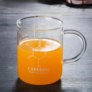 Mug en verre à café ou thé avec poignée, motif molécule chimique, pour mocha, latte, lait, cappuccino, eau, jus - Product Image 3
