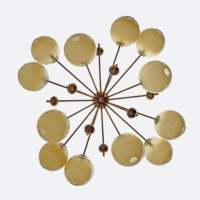 Style Mid-Century Laiton bruni et 12 sphères en verre de Murano Grand lustre Spoutnik pour la décoration de la maison Salon