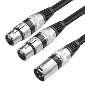 Xput-Divisor de 2 vías XLR, 1 macho, 2 hembra, Cable adaptador macho a 2 hembra XLR Y, Cable divisor plateado