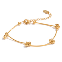 Bracelet élégant minimaliste en acier inoxydable doré lisse JINYOU 4780, chaîne à perles, bijoux hypoallergéniques de haute qualité