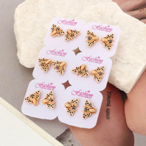 أقراط مجوهرات أنيقة NYH للبيع بالجملة أقراط مرصعة بيان ذهب وردي 18 قيراط حيوان لطيف - Product Image 4