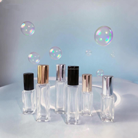 Flacons de parfum et crème pour le visage vintage uniques de luxe en gros, rechargeables, 5ml/10ml/30ml/50ml/100ml, emballage en verre transparent carré plat