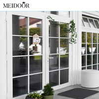Portes battantes doubles à double vitrage avec verre à faible émissivité et porte design à grille pour les maisons Porte intérieure à charnières