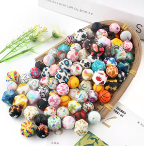 Perles rondes de dentition à mâcher en silicone, 15mm, sans Bpa, multi-motifs, accessoires de bricolage, perles en vrac personnalisées en silicone - Product Image 5