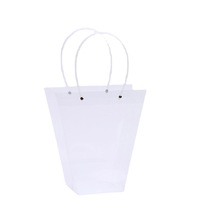 Sac à main transparent trapézoïdal haut de gamme pour fleurs, emballage festif pour bouquets, sac fourre-tout floral transparent avec option de logo personnalisé