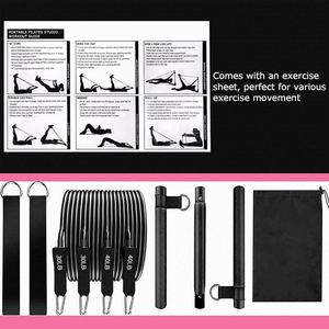 Kit de Barra de Pilates con Bandas de Resistencia, para Ejercicios en Casa, de Acero Inoxidable, para Sentadillas, Yoga y Pilates - Product Image 6