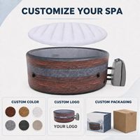 Spa gonflable carré surélevé 165x70cm pour 4 personnes, design personnalisé, avec fonction massage et technologie Drop Stitch, pour extérieur