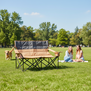 Chaise d'extérieur pliable rapide pour 2 personnes, cadre en acier au carbone, accoudoirs, portable, pliable, tissu Oxford - camping, pêche, atelier, extérieur - Product Image 3