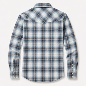 <b>Western</b> Plaid <b>Shirt</b> Men Cowboy Long Sleeve Button Down Casual Flannel Cotton Breathable Spring Outdoor Wear - Product Image 4