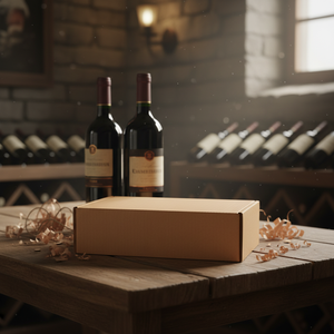 10pcs Flat Cellar <b>Box</b> for 2 <b>Bottles</b> 750ml 20x35H9cm Brown Wave Paper Matt/Glossy Lamination and Embossing for Gift Mailing - Product Image 3