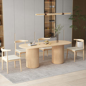 Tavolo da Pranzo Extra Large in Stile Moderno Farmhouse Realizzato in <span class=keywords><strong>Legno</strong></span> di Pino Sostenibile con <span class=keywords><strong>Design</strong></span> Classico della Base a Colonna - Product Image 6