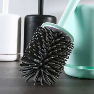 Toilet <b>Brush</b> Set With Silicone Handle <b>Round</b> Shape Antimicrobial Clean Toilet Durable <b>Brush</b> Type - Product Image 4