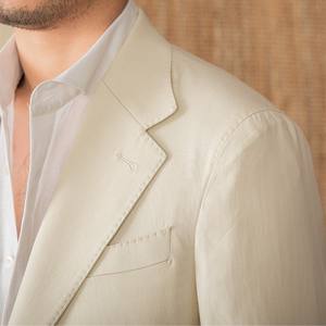 Italienne Napoli Style été demi doublure costume Lyocell lin coton respirant simple boutonnage décontracté demi doublure hommes costume <span class=keywords><strong>blazer</strong></span> - Product Image 5