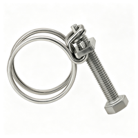 Stainless Steel Double Wire Hose Clamp Heavy Duty Double Wire Tube Fastener Adjustable Screw Type for Marine Agricultural