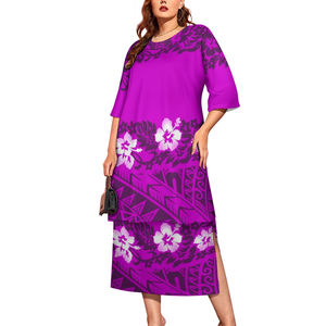 Gaun Puletasi Samoa Desain Baru 2022 untuk Wanita, Set <span class=keywords><strong>2</strong></span> Potong dengan Pola Polinesia Kustom, Ukuran Besar 8XL, Gaun Kasual Wanita - Product Image 4