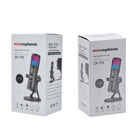 Microphone à condensateur USB professionnel avec lumière RVB, adapté à l'enregistrement en studio sur PC, ordinateur portable, streaming de jeux, podcast, chant