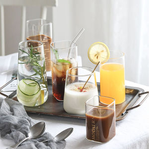 Gobelets carrés pour boissons, <span class=keywords><strong>café</strong></span> et lait, très vendus, 250 ml, 350 ml, 450 ml. Tasses en verre borosilicate <span class=keywords><strong>de</strong></span> haute qualité. Verres en verre au design simple. - Product Image 2