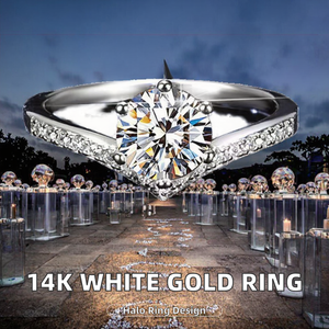 Bague de mariage de luxe en argent 925, sertie de moissanite taille brillant avec halo, certifiée GRA, monture à griffes, bijoux tendance - Product Image 2