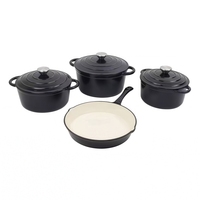 Pour ragoûts, friture de poulet croustillant, cuisson de pains de mie, ensemble de 4 ustensiles de cuisson en fonte émaillée pour la cuisine domestique