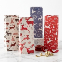 Sac en papier blanc personnalisé pour cadeaux de Noël, avec poignées, pour l'emballage de bouteilles de vin