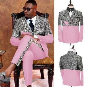 Jas <span class=keywords><strong>2</strong></span> potong untuk pria, jas Formal macan tutul kancing dua baris, setelan jas Formal untuk pesta Prom, celana Blazer pria terbaik - Product Image 5