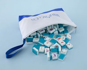 Luxury Acrylic Mahjong Tiles Set Stainless Steel <b>Legs</b> Eco-Friendly Durable Blue Base Portable 4-Player Chinese Game for Family - Product Image 6