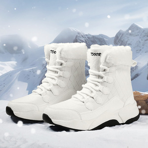 Bottes d'hiver à semelle épaisse, col en fourrure moelleuse, lacets, légères, antidérapantes, chaudes, pour l'extérieur - Product Image 6